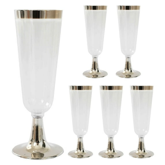 6PCS Phnom Penh Champagne Glasses Disposable Plastic Wine Glass Wedding Party Goblet Cocktail Glass Drinkware