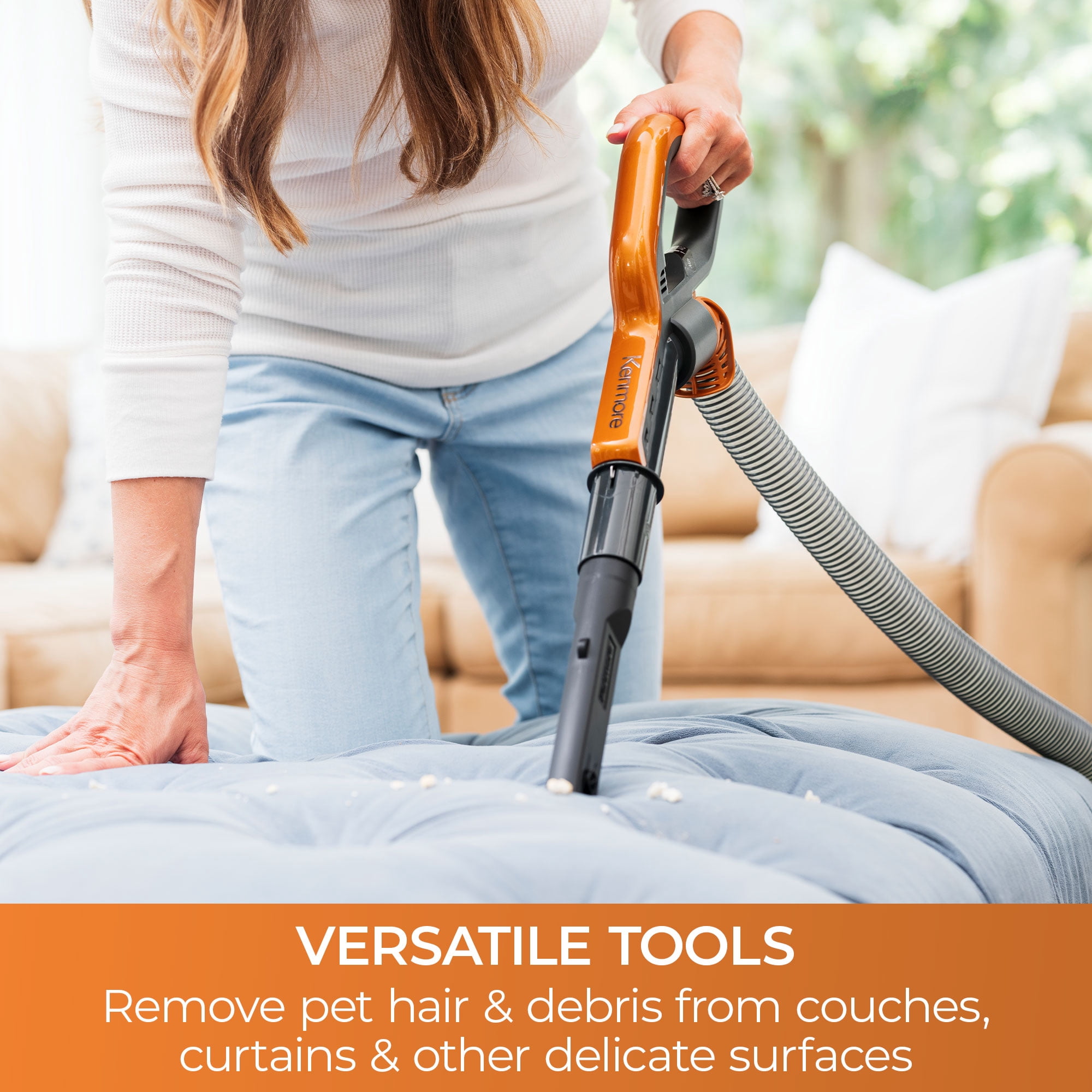 Kenmore FeatherLite™ Upright Vacuum, Bagless, Pet Friendly, Lift-Up® Technology, HEPA Completely Sealed Filtration, Multi-Surface with Swivel, DU4080, Orange
