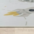 thumbnail image 3 of Kids Rug Non-Slip Play Mat with Planets and Rockets in Cream, 3 of 5