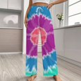 thumbnail image 2 of Colorful Tie-dye Pattern Pajama Pants Breathable with Pockets Pajamas For Lady Vintage Sleeping Pants Bedroom Homewear, 2 of 6