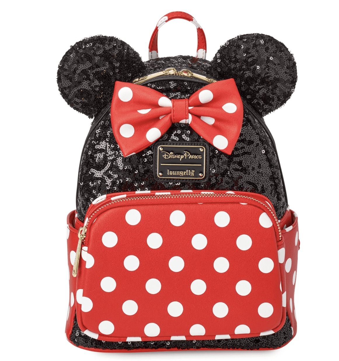Women Lady Girls Mickey Mouse Ears With Sequin Faux Leather Backpack 