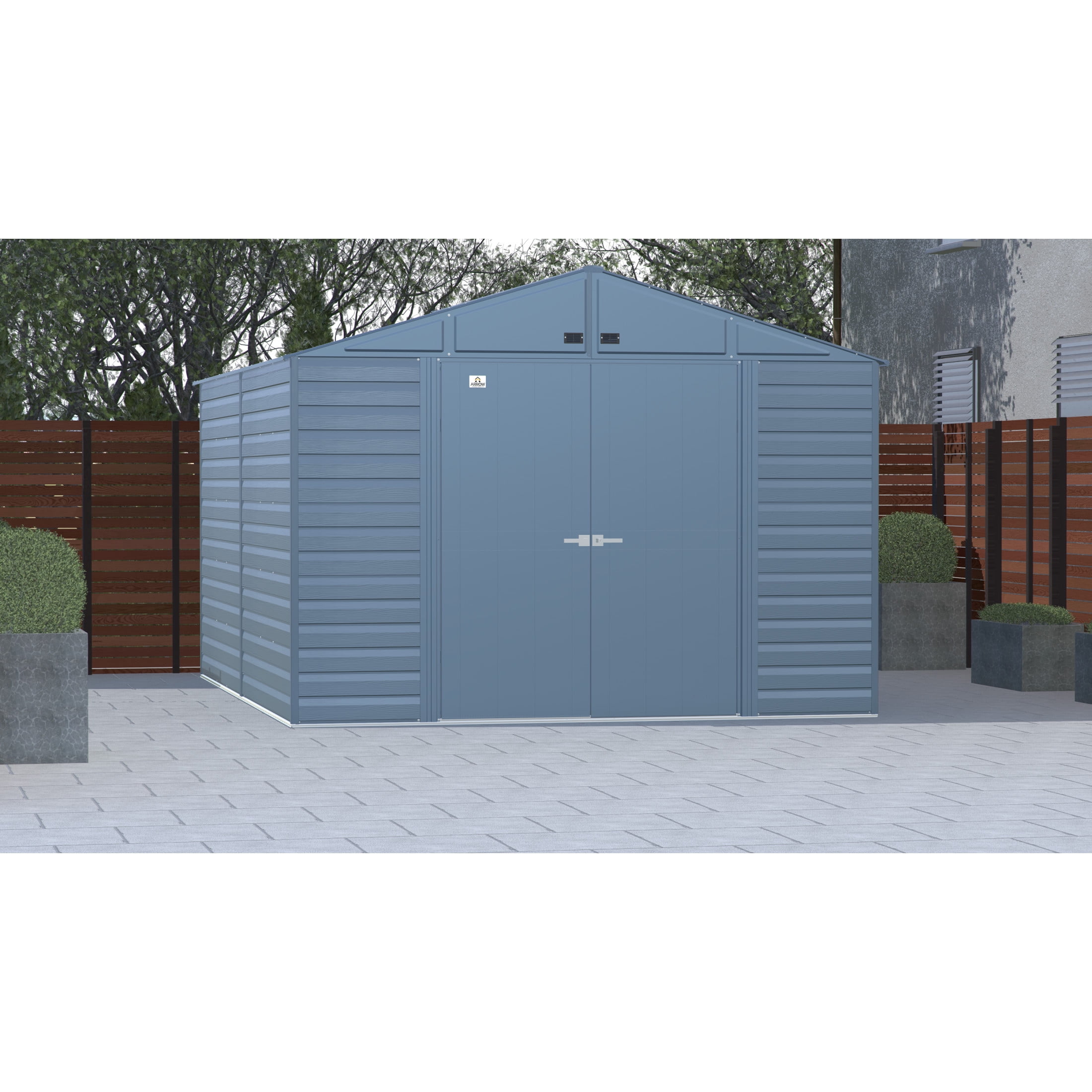 Arrow Select 10 x 14 x 8 ft Blue Grey Steel Storage Shed
