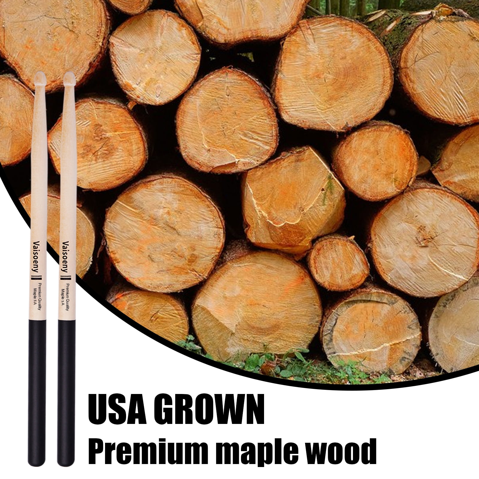 Vaisoeny Drum Sticks with Non-slip Rubber handle,5A Drum Sticks for Adults,12 Pairs Classic Maple Wood Drumsticks for Kids , Professional Musical Instrument Percussion Accessories
