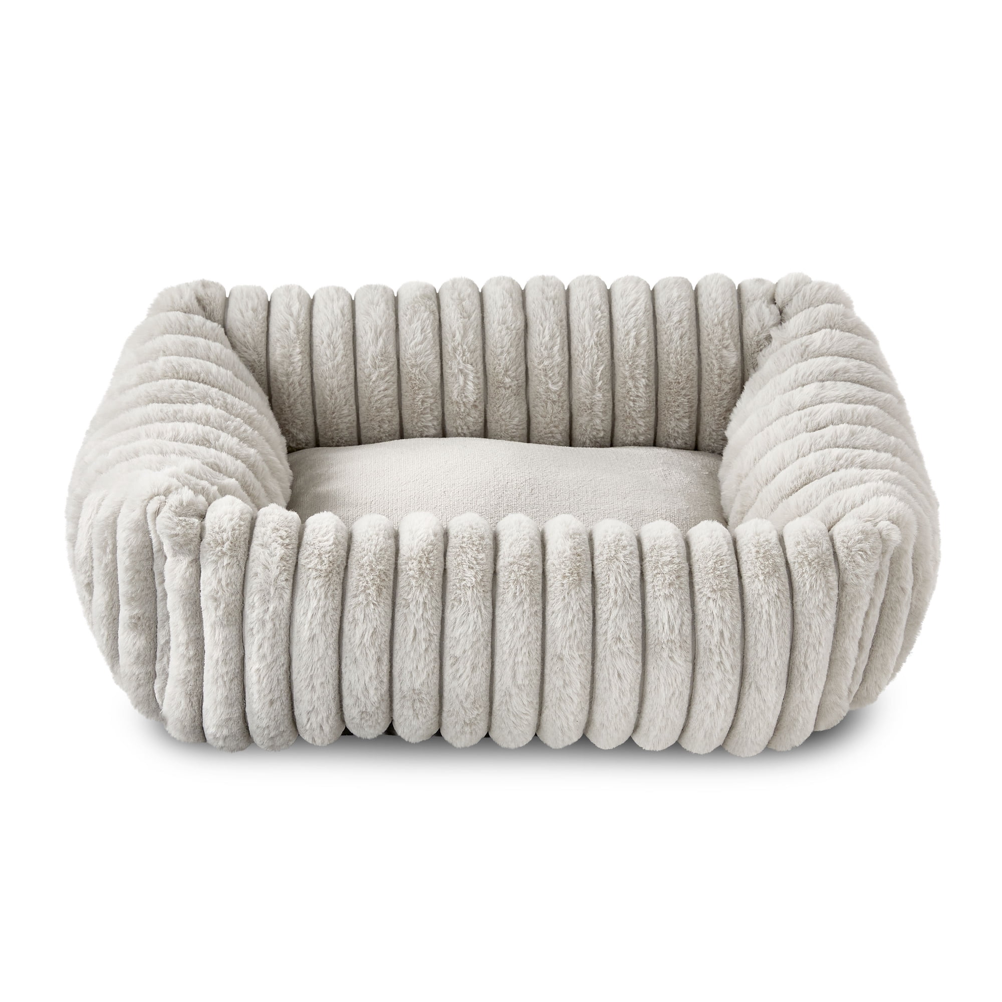 Vibrant Life Small Thick Corduroy Plush Bolster Dog Bed Gray 17 x 21