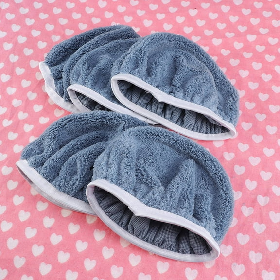 Raindrops 5 PCS Car Polishing Waxing Coral Fleece Bonnets Pads - 9-10 inch (Grey)