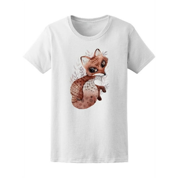 Boho Watercolor Fox With Bird T-Shirt Women -Image by Shutterstock, Female Small