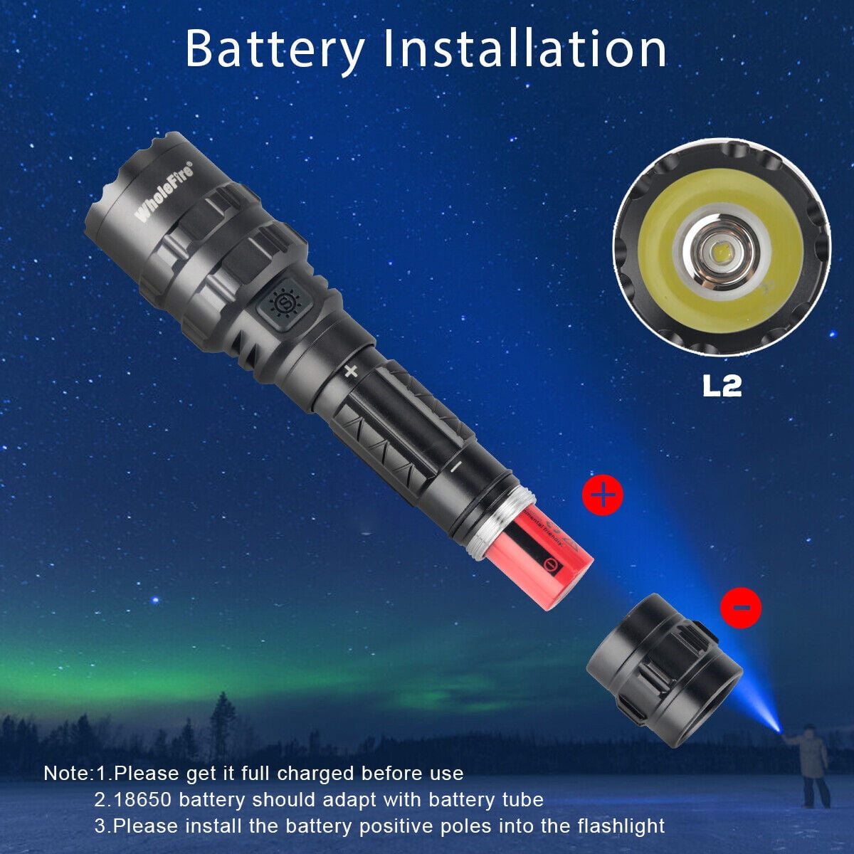 2Pack Rechargeable Flashlights LED High Lumens 5 Lighting Modes Adjustable Focus Flashlight with Rechargeable Battery for Camping, Hiking