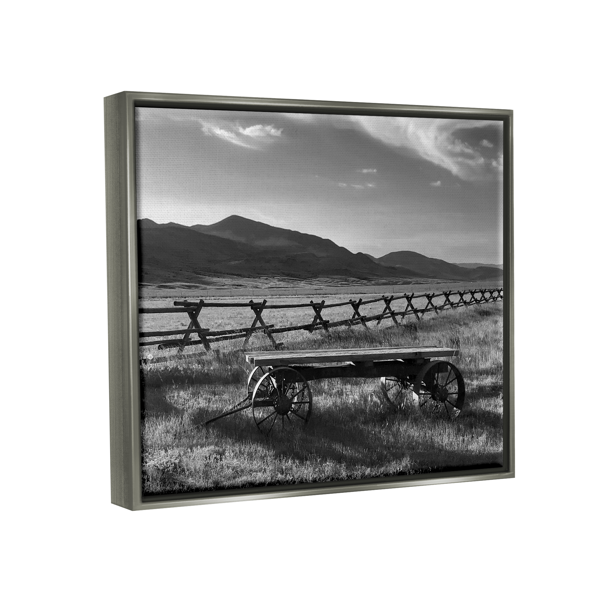 Stupell Industries Country Wagon Scenery Landscape Photography Gray Floater Framed Canvas Art Print Wall Art, 31 x 25