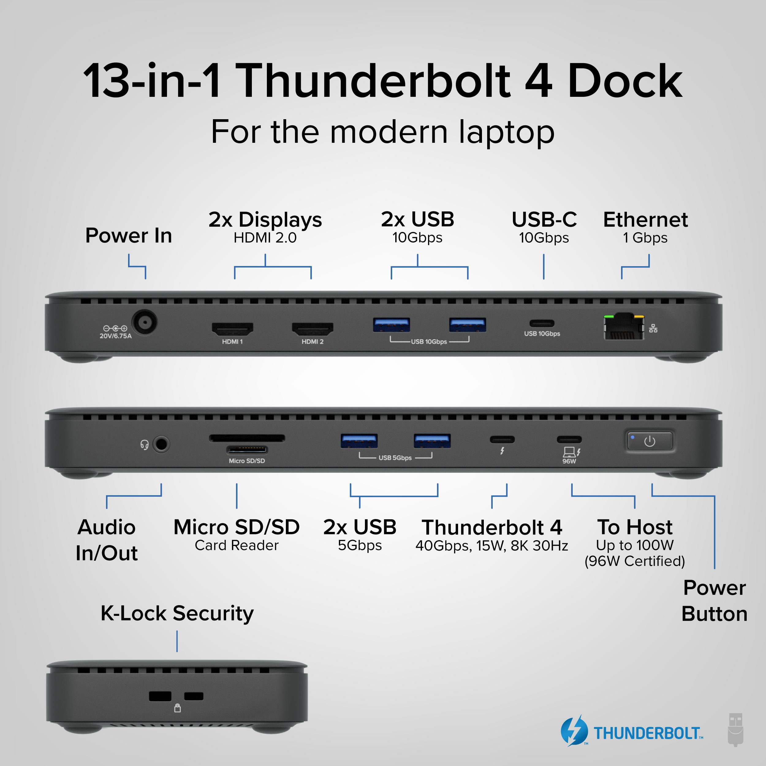Plugable TBT4-UD5 USB Type-C Dual Display Laptop Docking Stations