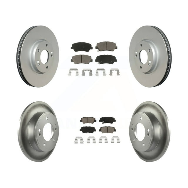 Transit Auto Front Rear Coated Disc Brake Rotors and Ceramic Pads Kit for Car 2014 Kia Forte SX with 15" Factory Wheels KGC-100781