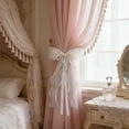 thumbnail image 5 of Elegant Pearl Bow Curtain Tieback - 26.9 X 12.9in Decorative Window Drapery Holdback - Three Colors Available for Home Living Room & Bedroom Decor, White, 1pc, 5 of 6