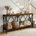thumbnail image 2 of 69" Modern Narrow Console Table, 2-Shelves Industrial Sofa Table, Entryway accent table with Storage, Rustic Brown, Rectangle, 2 of 10