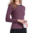 thumbnail image 1 of CAMISAS A RAYAS INSPIRADORAS para mujeres, blusas de manga larga de algodón, camisetas ajustadas de cuello redondo, atuendos casuales y modernos, S Rayas rosas, 1 of 6