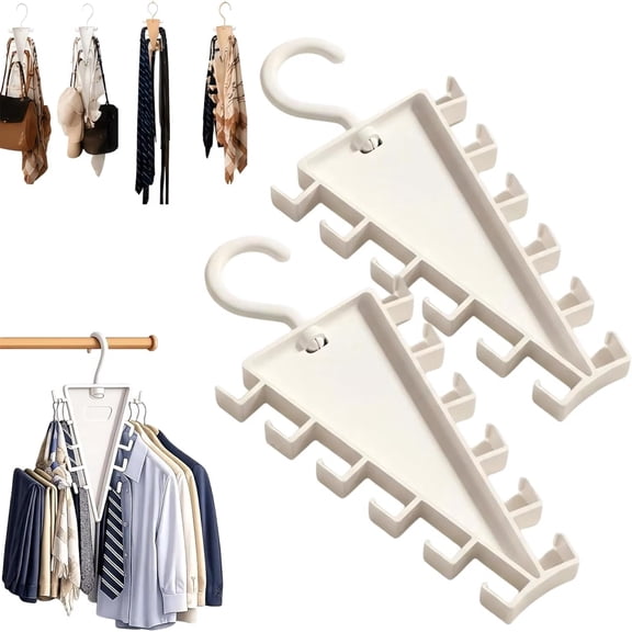 V-Shaped Double-Sided Closet Hanger, Space Saving Closet Hangers with 12 Hooks, 360° Rotating Clothes Storage Rack for Apartment Dorm and Daily Wardrobe Organization