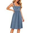 thumbnail image 5 of TFEOQRY Women's Summer Dress with Built in Bra Square Neck Sleeveless Casual Loose Beach Sundress, 5 of 8