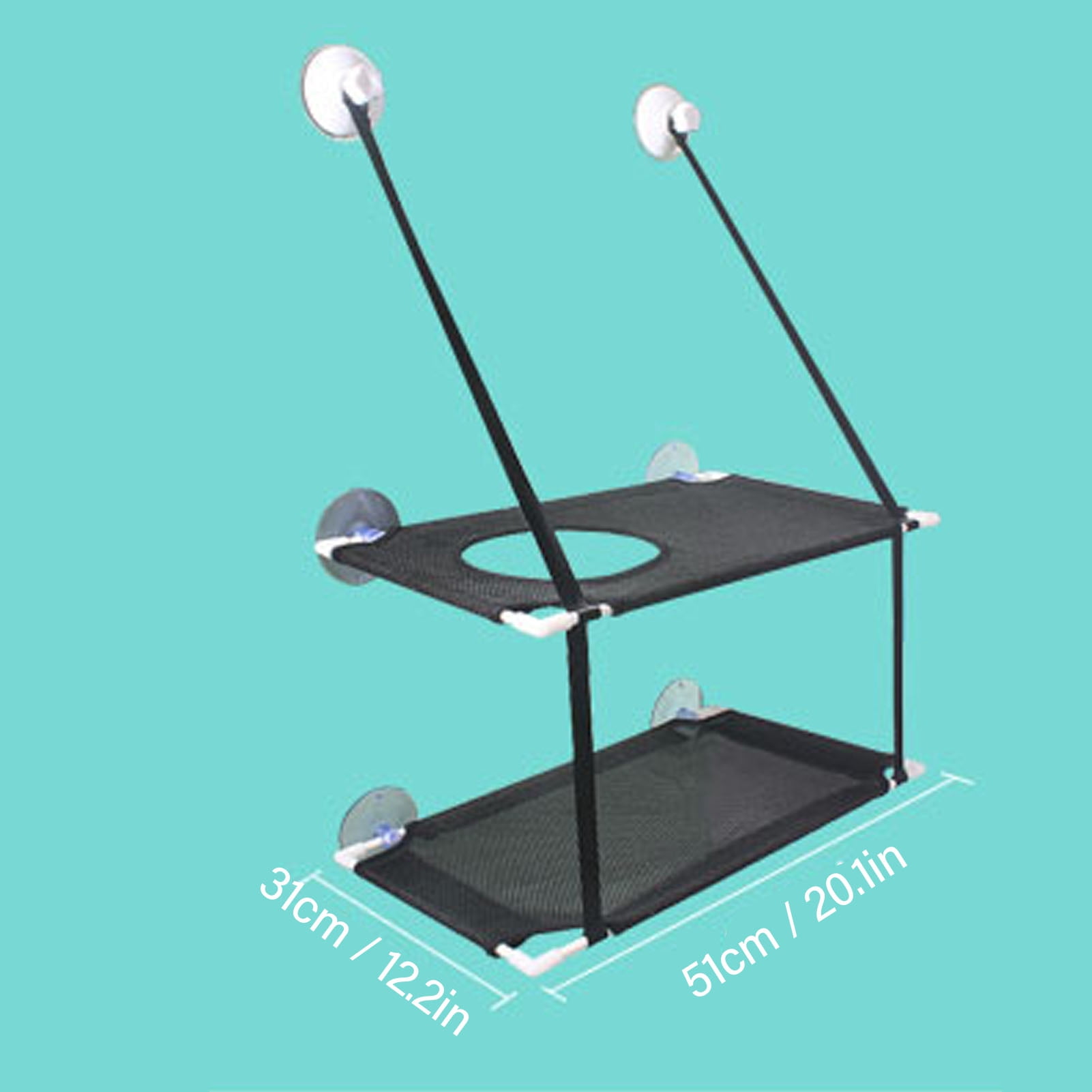 NFTIGB Cat Window Hammock Bed Sturdy Suction Cup Double Layer Soft Easy Installation Cat Perch Seat for Balcony Resting Black (19.68 inches / 50 cm, 1.56 lbs / 0.71 kg)