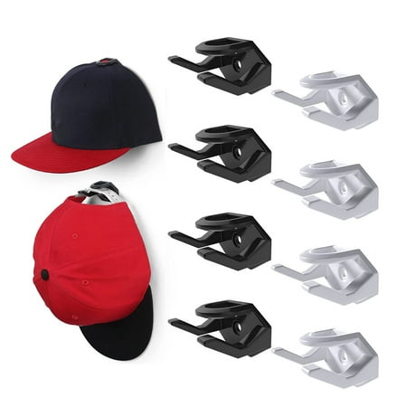 

Waroomhosue 8Pcs Hat Hook Self-Adhesive Optional Screw Strong Clamping Force Good Bearing Capacity Wall-mounted Baseball Hanger Home Supply