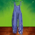 thumbnail image 2 of Baqcunre Women's Vintage Floral Print Sleeveless Jumpsuit - Retro Chic Romper for Summer, 1Pc Jumpsuit Dark Blue L, 2 of 4
