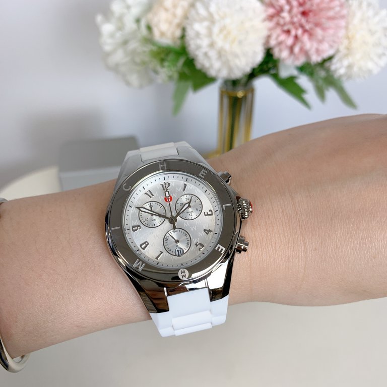 MICHELE MWW12F000090 Silver Dial White Silicone Strap  display picture 3
