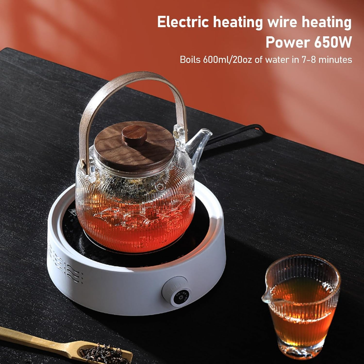 Small Hot Plate 600W Portable Electric Stove Kitchen Cooking Cooktop Round Single Plate Cooktop for Ceramic Glass Kettle, Home Kitchen Boiling Tea, White