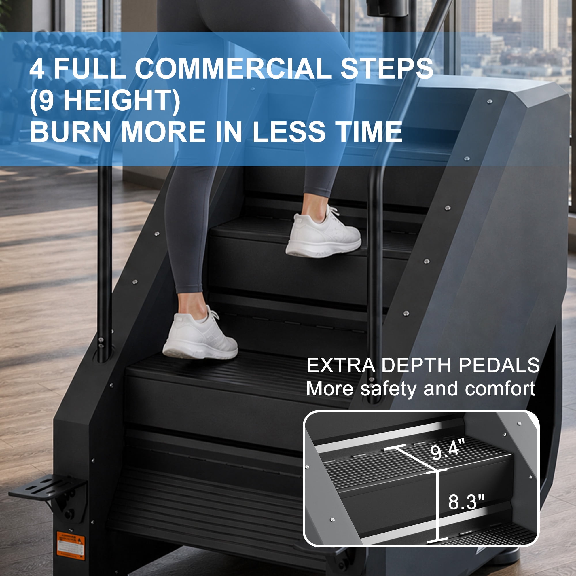 INTRTLOCKINGING TILES Stair Stepper Machine, 375 LB Capacity with 15 Resistance Levels for Home Cardio & Strength Training