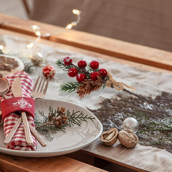 TABLZONE 12Pack Christmas Floral Picks for Crafts with Realistic Design and Multi Color