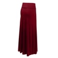thumbnail image 2 of J. METHOD Women's Maxi Skirt High Waisted Fold Over Elastic Waistband Jersey Stretch Skirts Made in USA NEWSK05 Burgundy M, 2 of 4
