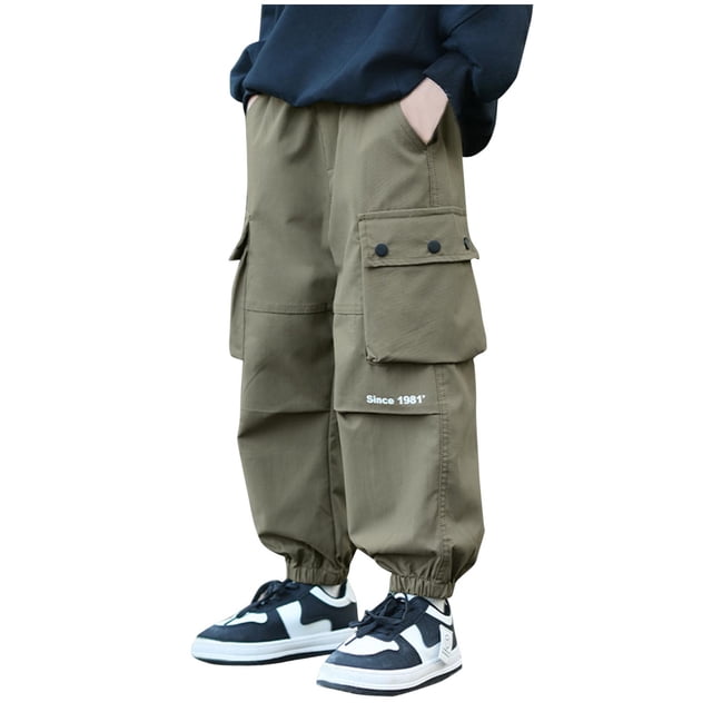 Odeerbi 4-13 Años Niños Pantalones Cargo Deportivos Jogger Pantalones Primavera Casual Pantalones de Pierna Recta Con Múltiples Bolsillos
