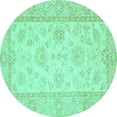 thumbnail image 1 of Ahgly Company Machine Washable Indoor Round Oriental Turquoise Blue Traditional Area Rugs, 3' Round, 1 of 4