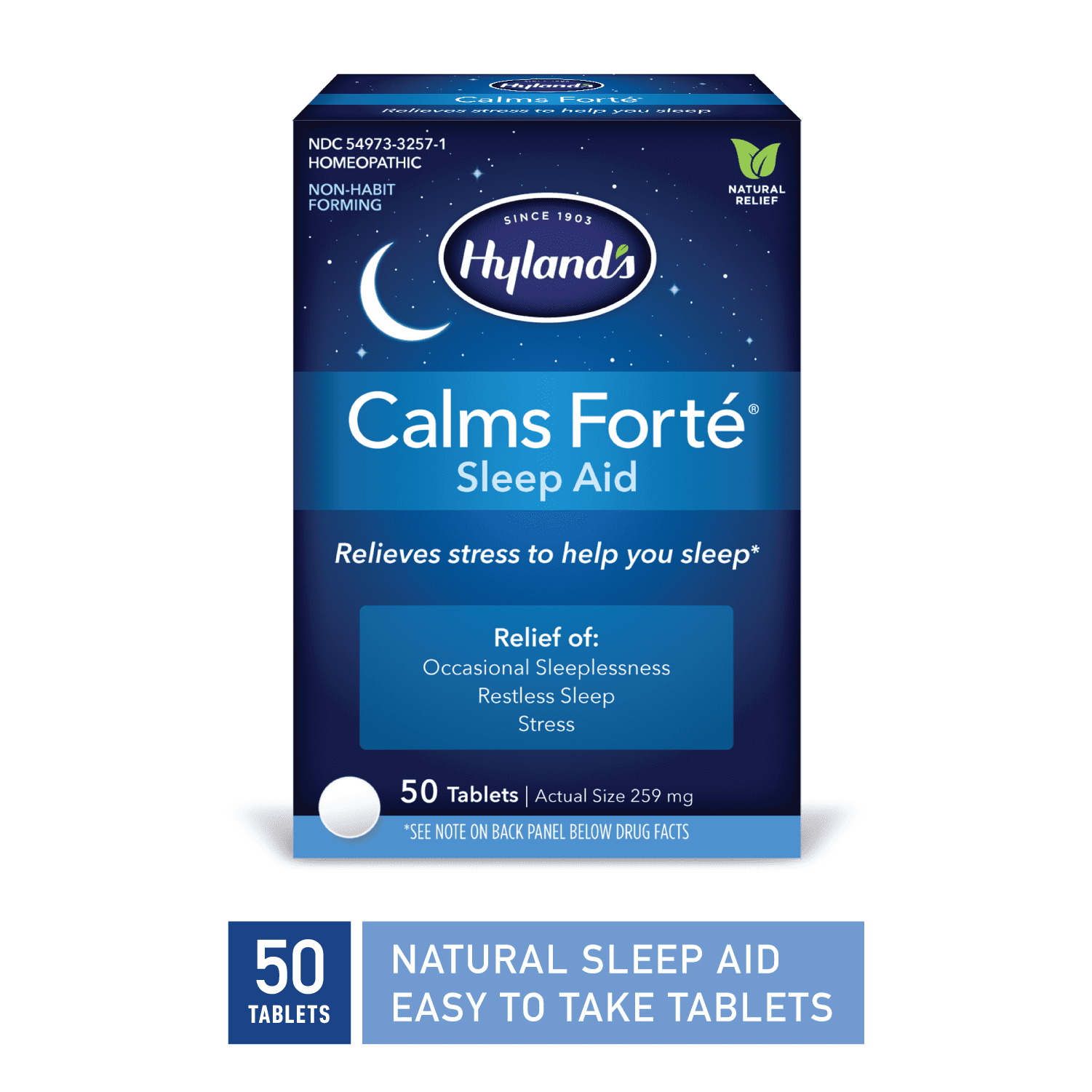 Hyland's Naturals Calms Forte' Sleep Aid Tablets, Natural Relief of Nervous Tension and