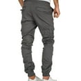 thumbnail image 3 of Mens Pants Clearance Mens Casual Fitness Bodybuilding Pocket Solid Color Length Sports Pants, 3 of 4
