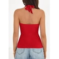 thumbnail image 5 of PRETTYGARDEN Womens Halter Top Spring Tie Wrap Sleeveless Ruched V Neck Fitted Summer Tops Backless Fashion Y2k Clothes, 5 of 10