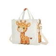 thumbnail image 2 of Cute Giraffe Corduroy Tote Bag Handbag Large Messenger Bag Shoulder Crossbody Zipper Bag Purse, 2 of 8