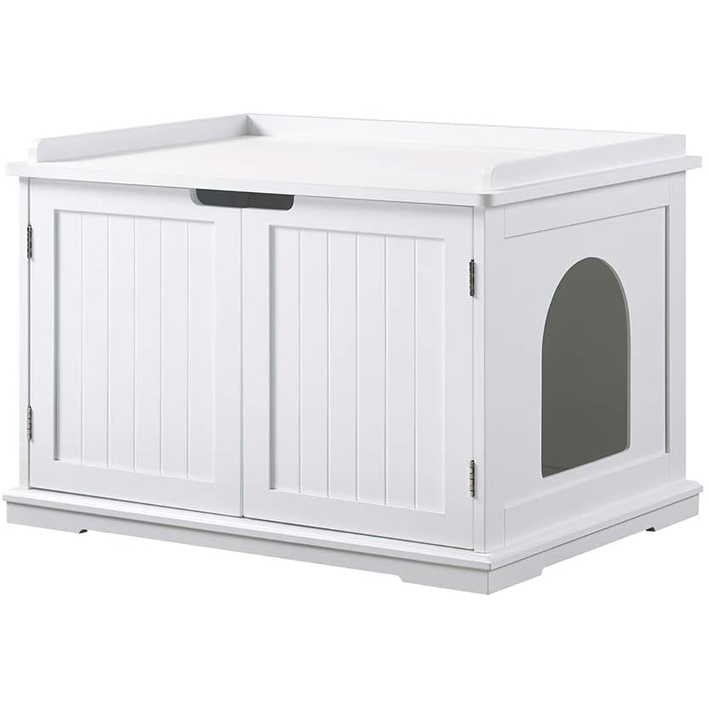 Unipaws Cat Litter Box Enclosure, Privacy Cat Washroom Bench, Litter