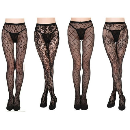 Magik 4 Pack Lace Mesh Lingerie Garter Belt Fishnet Thigh High Stocking Pantyhose Sock
