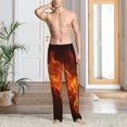 thumbnail image 2 of Kdxio Fiery Orange Flames Energy Pattern Men's Pajama Pants, Elastic Waist with Drawstring and Pockets, Comfortable Loungewear-Small, 2 of 6