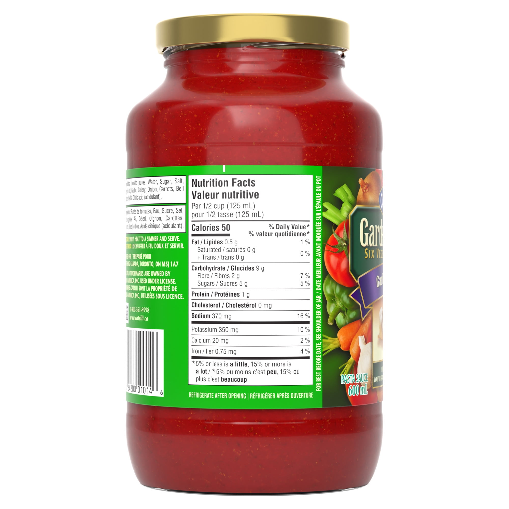 Catelli Garden Select Garlic & Onion Pasta Sauce, 600 ml Jar