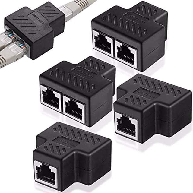 tredstone Laptop Network Cable Splitter Converter Home Portable 1-in-2-out Ethernet LAN Adapter Conversion Connector Accessories Black 1Set