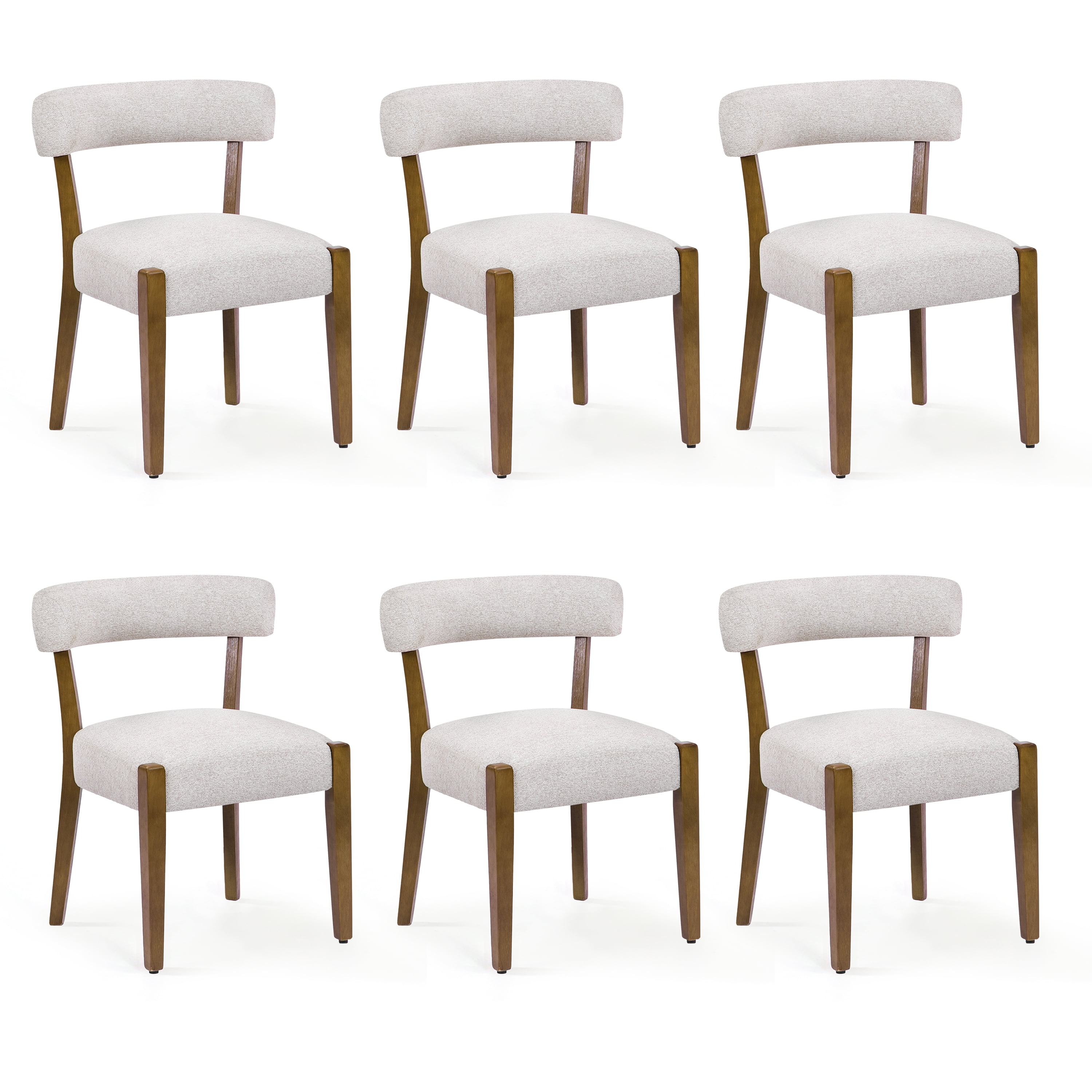 Bonbeur Modern Kitchen Dining Chairs Set of 2, Flax Cushion Seat with Natural Walnut Legs