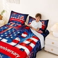 thumbnail image 4 of Manfei 3D USA Flag Bed Sheets, Patriotic Fireworks Full Size Sheets, Dark Blue, Navy Reversible 4 Pieces (1 Flat Sheet, 1 Fitted Sheet and 2 Pillowcases), 4 of 6
