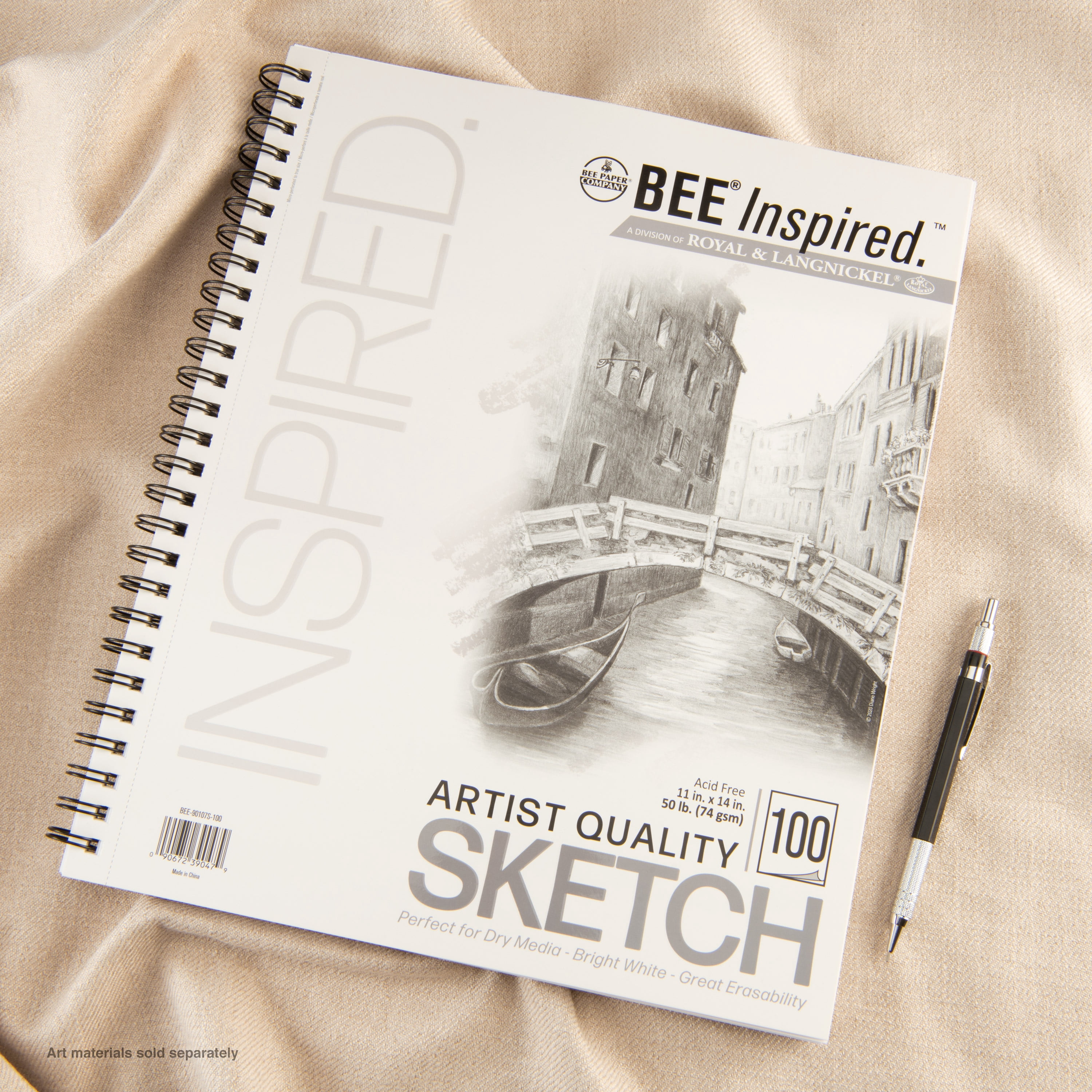 Bee Paper - Bee Inspired 11"x14" Sketching Paper Pad, 100 Sheets, Side Wire, 50lb. 74GSM