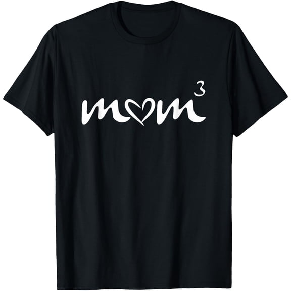 Mom Tshirt Mommy 3 Cubed Shirt Heart Mother of 3 Kids