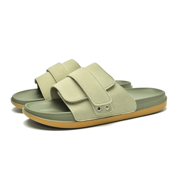 Men's Slide Sandals, Wide Strap Open Toe Casual Slip On Shoes for Indoor Outdoor