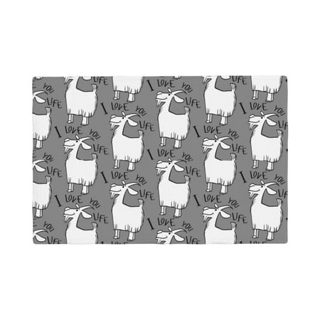 

Table Placemats Set of 6 - goat funny grey cute 12x18 In Faux Linen Double Heat Resistant Place Mats Cloth Indoor/Outdoor Placemats Washable Table Mats for Dining Kitchen Party