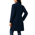 thumbnail image 3 of Women's Single Breasted Peacoat Fashion Winter Notched Lapel Button Down Outerwear Overcoat S Dark Blue, 3 of 6