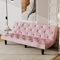 thumbnail image 2 of UHOMEPRO Velvet Sofa Bed, Convertible to 66" Sofa Bed, Couch with Adjustable Gears Backrest, Sleeper Sofa for Living Rooms Apartment and Bedroom, Pink, 2 of 10