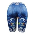 thumbnail image 3 of YeJammarp Plus Size Shorts Leggings Women Faux Denim Floral Butterfly Print Bermuda Shorts with Pocket Cute Summer Pants (4X-Large, Blue), 3 of 4