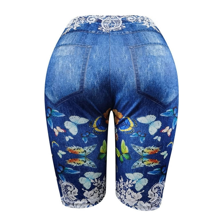 nerohusy Denim Shorts with Lace Trim Plus Size Women s Stretchy Denim Jean Shorts Mid Rise Lace Hem Jeans Shorts Bermuda Long Denim Shorts