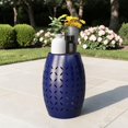 thumbnail image 2 of GZXS Metal Outdoor Side Table, 9.4" Drum Accent Table, Hollow Design End Table for Patio, Garden, Porch, No Assembly Required, Blue, 2 of 8