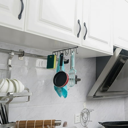 Metal Cabinet Hanging Rack Cup Holder With 10 Hooks Punch Free Hook Large Capacity For Cups Mugs Scarf Tie Organizing Kitchen Bedroom Canada Metal Cabinet Hanging Rack Cup Holder, Kitchen Cabinet Hanging Rack